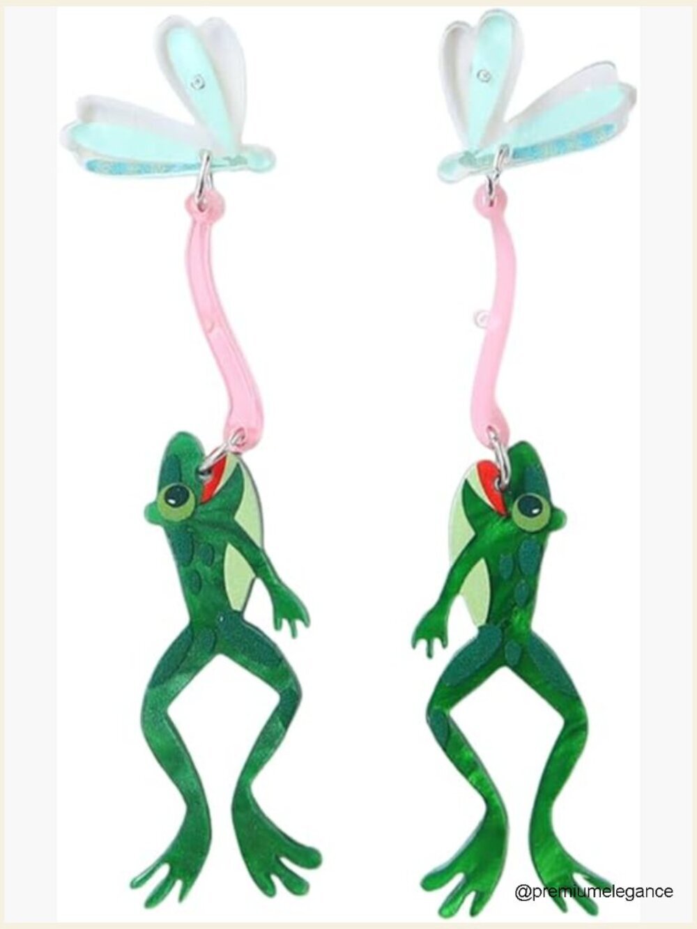 Acrylic Frog Dangle Earrings Lightweight Statement Drop Earrings Cute Animal